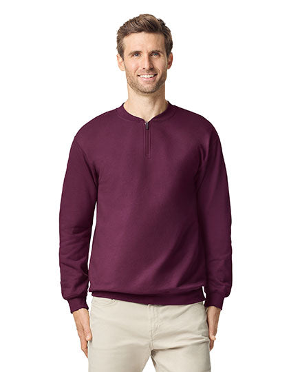 Softstyle® Midweight Adult Fleece 1/4 Zip Sweatshirt in Maroon, Größe XXL