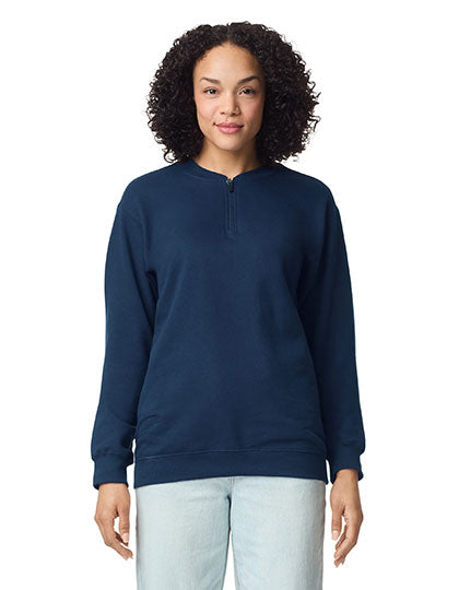 Softstyle® Midweight Adult Fleece 1/4 Zip Sweatshirt in Navy, Größe XXL