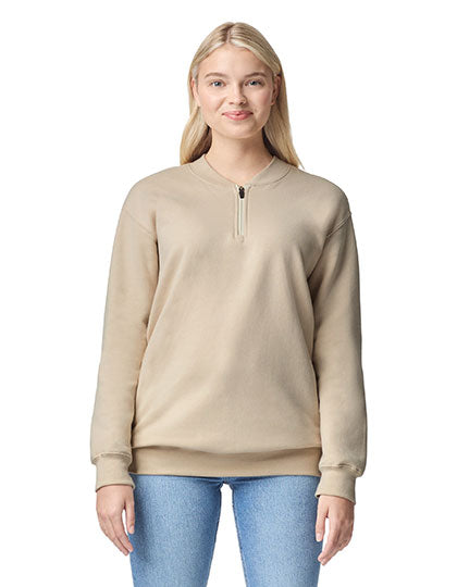 Softstyle® Midweight Adult Fleece 1/4 Zip Sweatshirt in Sand, Größe XXL