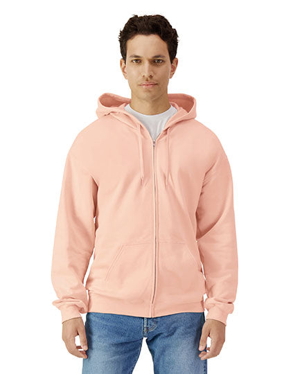 Softstyle® Midweight Fleece Adult Full Zip Hooded Sweatshirt in Dusty Rose, Größe 4XL