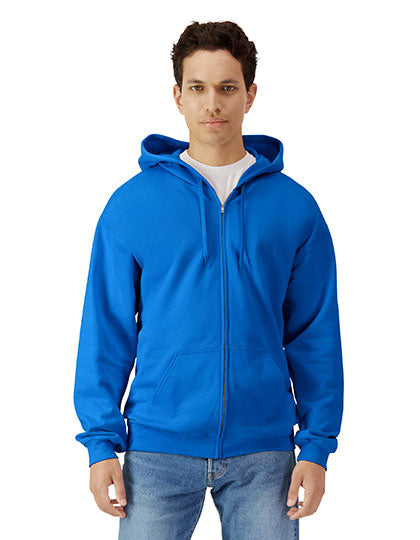 Softstyle® Midweight Fleece Adult Full Zip Hooded Sweatshirt in Royal, Größe 4XL