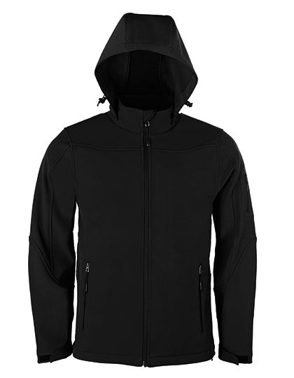 Men´s Hooded Soft-Shell Jacket in Black, Größe 5XL