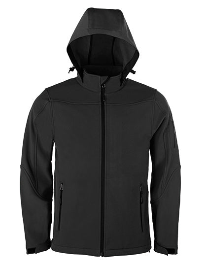 Men´s Hooded Soft-Shell Jacket in Dark Grey, Größe 5XL