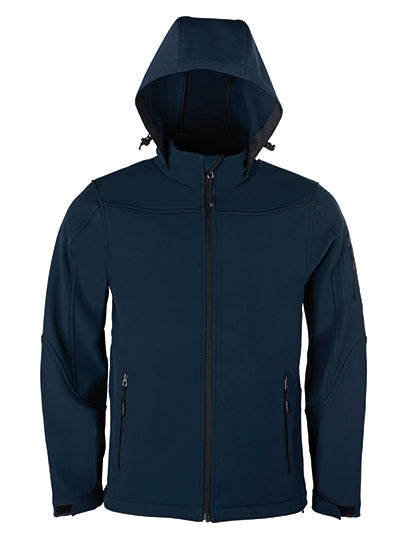 Men´s Hooded Soft-Shell Jacket in Navy, Größe 5XL