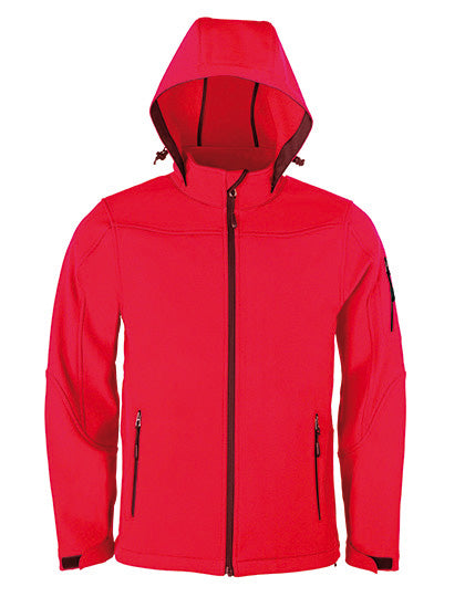 Men´s Hooded Soft-Shell Jacket in Red, Größe 5XL