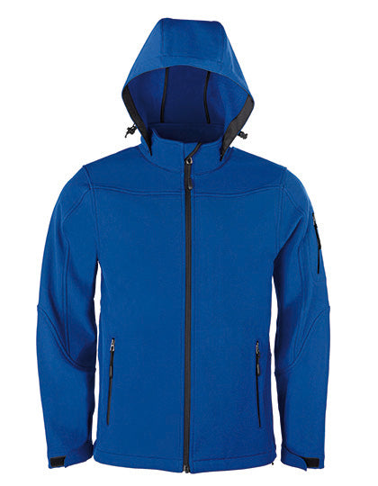 Men´s Hooded Soft-Shell Jacket in Royal Blue, Größe 5XL