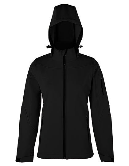 Women´s Hooded Soft-Shell Jacket in Black, Größe XS