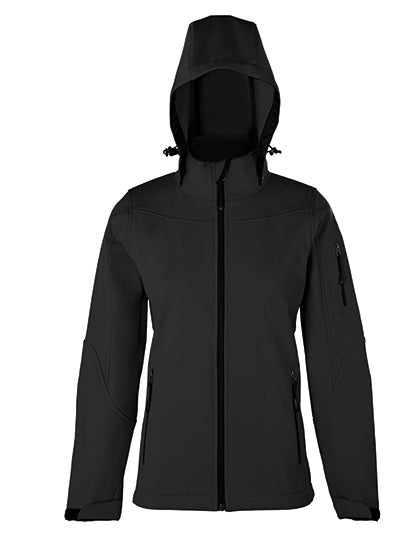 Women´s Hooded Soft-Shell Jacket in Dark Grey, Größe XS