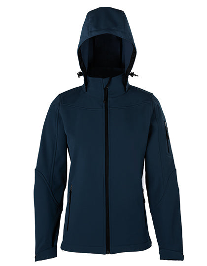 Women´s Hooded Soft-Shell Jacket in Navy, Größe XS