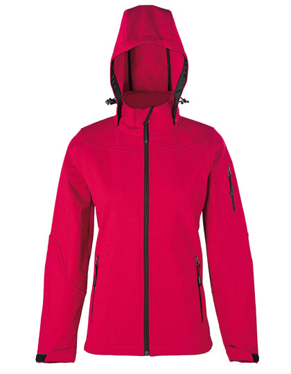 Women´s Hooded Soft-Shell Jacket in Red, Größe XS
