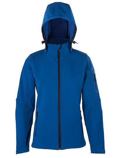 Women´s Hooded Soft-Shell Jacket in Royal Blue, Größe XS