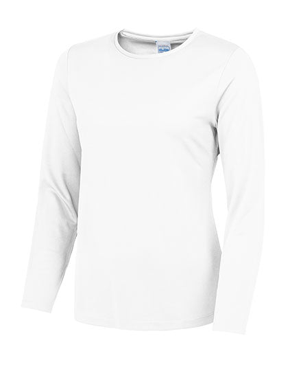 Women´s Long Sleeve Cool T in Arctic White, Größe XL