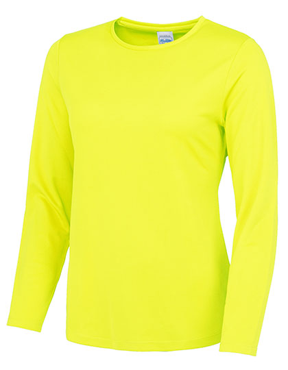 Women´s Long Sleeve Cool T in Electric Yellow, Größe XL