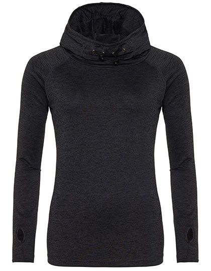 Women´s Cool Cowl Neck Top in Black Slate Melange, Größe XL