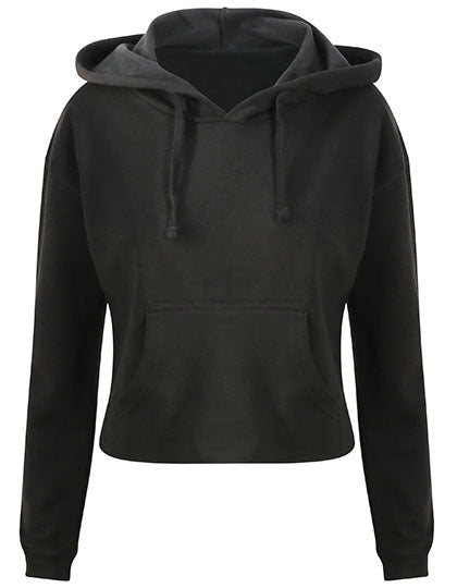 Women´s Cropped Hoodie in Jet Black, Größe XXS