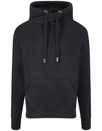 Cross Neck Hoodie in Black Smoke, Größe XS