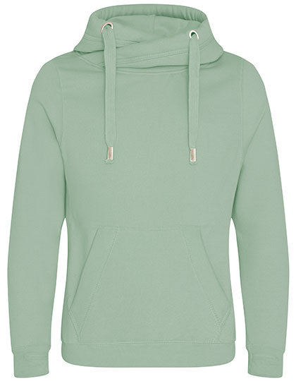 Cross Neck Hoodie in Dusty Green, Größe XXL