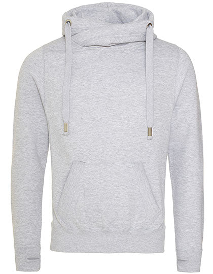 Cross Neck Hoodie in Heather Grey, Größe XS