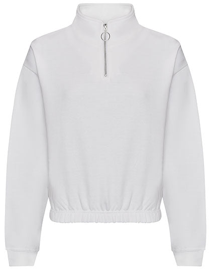 Women´s Cropped 1/4 Zip Sweat in Arctic White, Größe XL