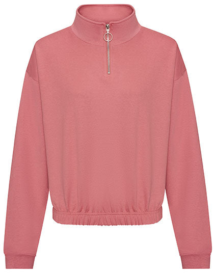 Women´s Cropped 1/4 Zip Sweat in Dusty Rose, Größe XL