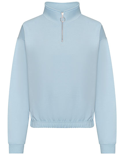 Women´s Cropped 1/4 Zip Sweat in Sky Blue, Größe XL