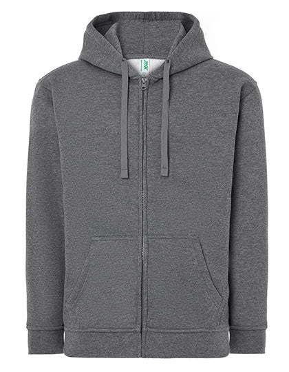 Zipped Hooded Sweater in Dark Grey Melange, Größe XXL