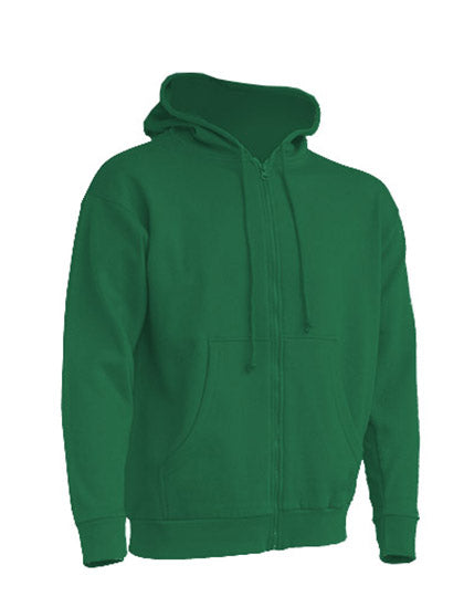 Zipped Hooded Sweater in Kelly Green, Größe XXL