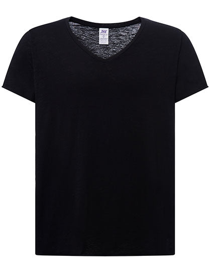 Ladies´ Curves Slub T-Shirt in Black, Größe XL