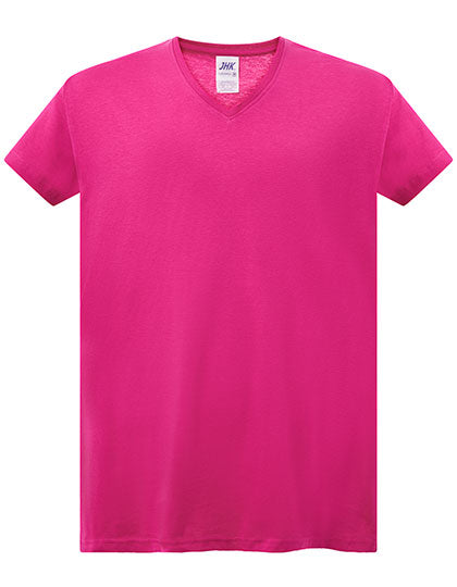 Ladies´ Curves T-Shirt V-Neck in Fuchsia, Größe XL