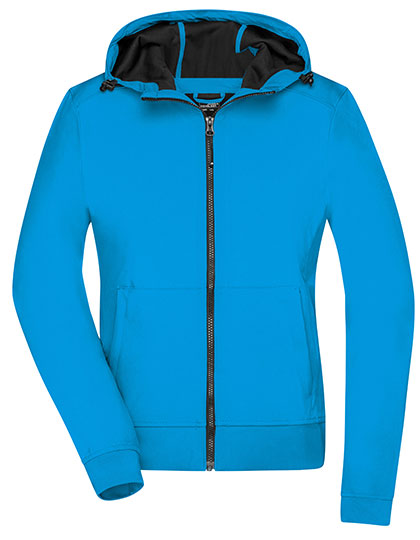 Ladies´ Hooded Softshell Jacket in Blue, Größe XXL