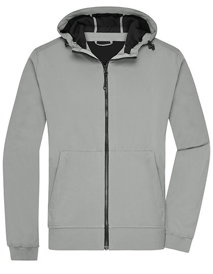 Men´s Hooded Softshell Jacket in Light Grey, Größe 3XL