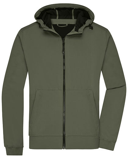 Men´s Hooded Softshell Jacket in Olive, Größe 3XL