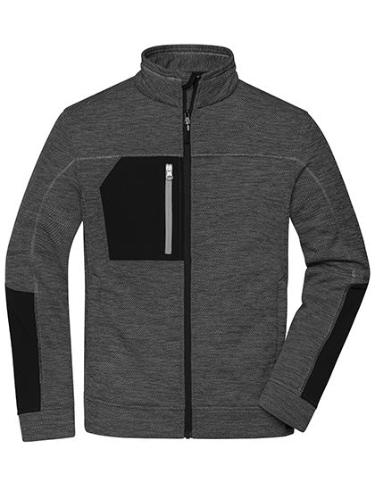 Men´s Structure Fleece Jacket in Black Melange, Größe 6XL