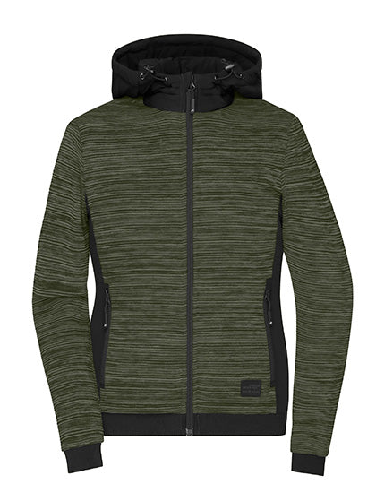 Ladies´ Padded Hybrid Jacket in Olive Melange, Größe 4XL