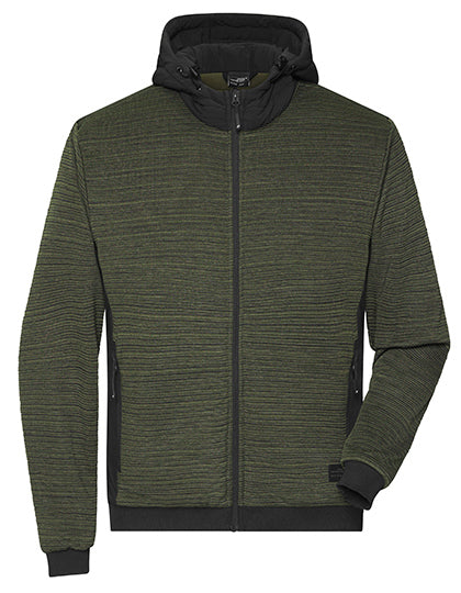 Men´s Padded Hybrid Jacket in Olive Melange, Größe 6XL