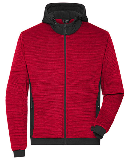Men´s Padded Hybrid Jacket in Red Melange, Größe 6XL