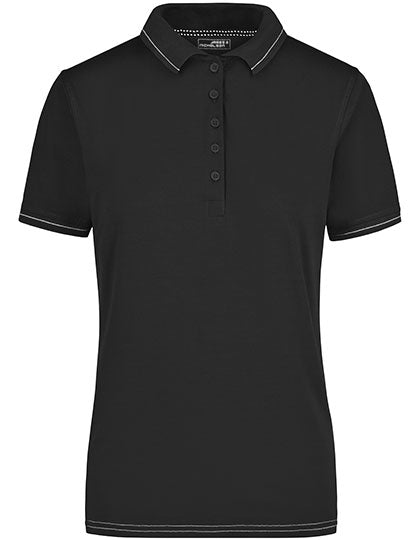 Ladies´ Elastic Polo in Black, Größe XXL
