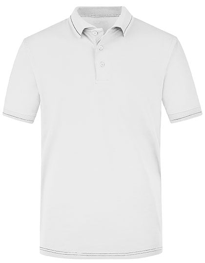 Men´s Elastic Polo in White, Größe 3XL