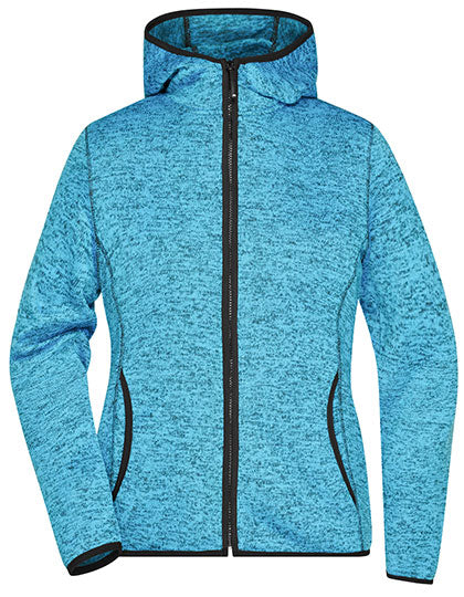 Ladies´ Knitted Fleece Hoody in Blue Melange, Größe XXL