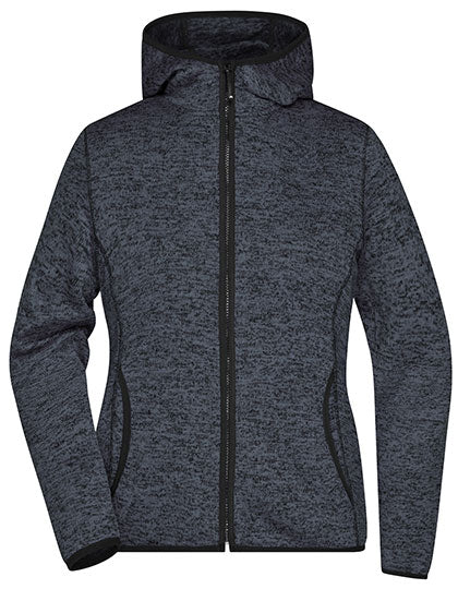 Ladies´ Knitted Fleece Hoody in Dark Melange, Größe XXL