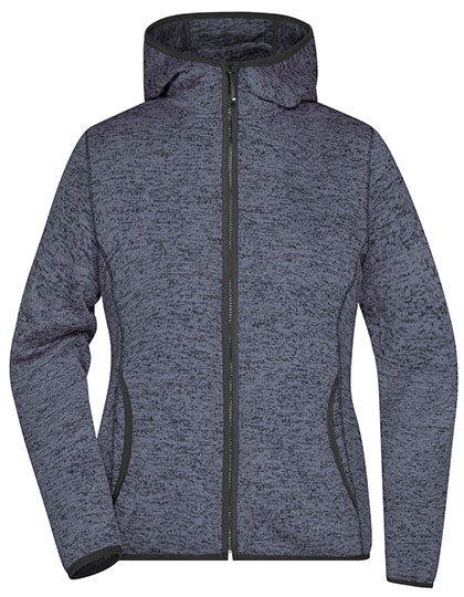 Ladies´ Knitted Fleece Hoody in Denim Melange, Größe XXL