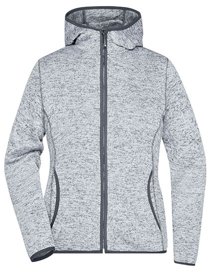 Ladies´ Knitted Fleece Hoody in Light Melange, Größe XXL