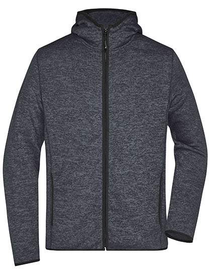 Men´s Knitted Fleece Hoody in Dark Melange, Größe 3XL