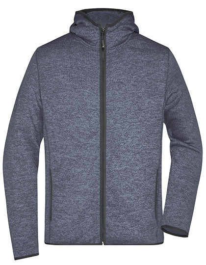 Men´s Knitted Fleece Hoody in Denim Melange, Größe 3XL