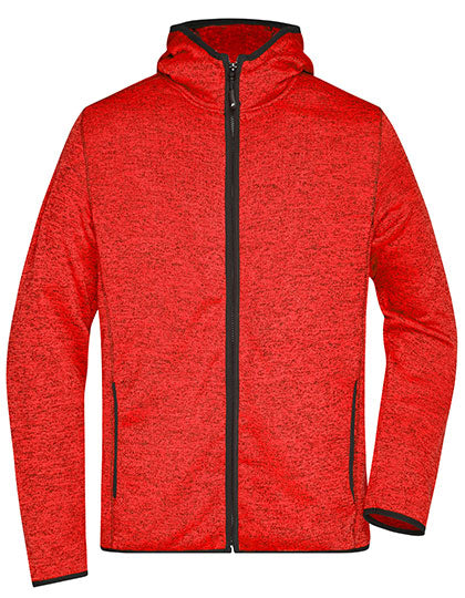 Men´s Knitted Fleece Hoody in Red Melange, Größe 3XL