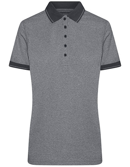 Ladies´ Heather Polo in Black Melange, Größe XXL
