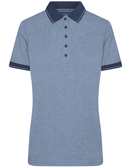 Ladies´ Heather Polo in Blue Melange, Größe XXL