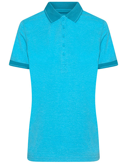 Ladies´ Heather Polo in Turquoise Melange, Größe XXL