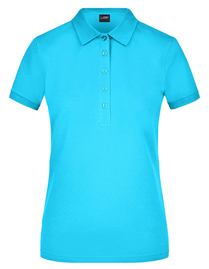 Ladies´ Elastic Polo Piqué in Turquoise, Größe XXL