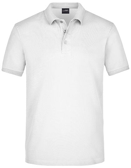 Men´s Elastic Polo Piqué in White, Größe 3XL